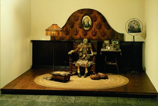 When it came to musty freakiness nobody delivered quite like Edward Kienholz (1927-1994). The Whitney now has his  piece 'The Wait'—complete with taxidermied cat—on view as part of 'Singular Visions.'